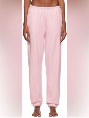 SKIMS joggers cotton fleece classic lounge pants barely pink strawberry milk